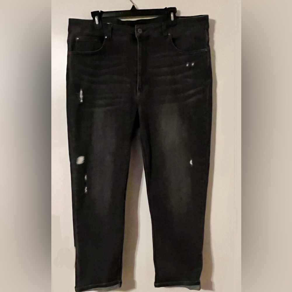 RISEN Jeans  PLUS SIZE  2X  Grey Mid-Rise Distressed   Skinny Jeans